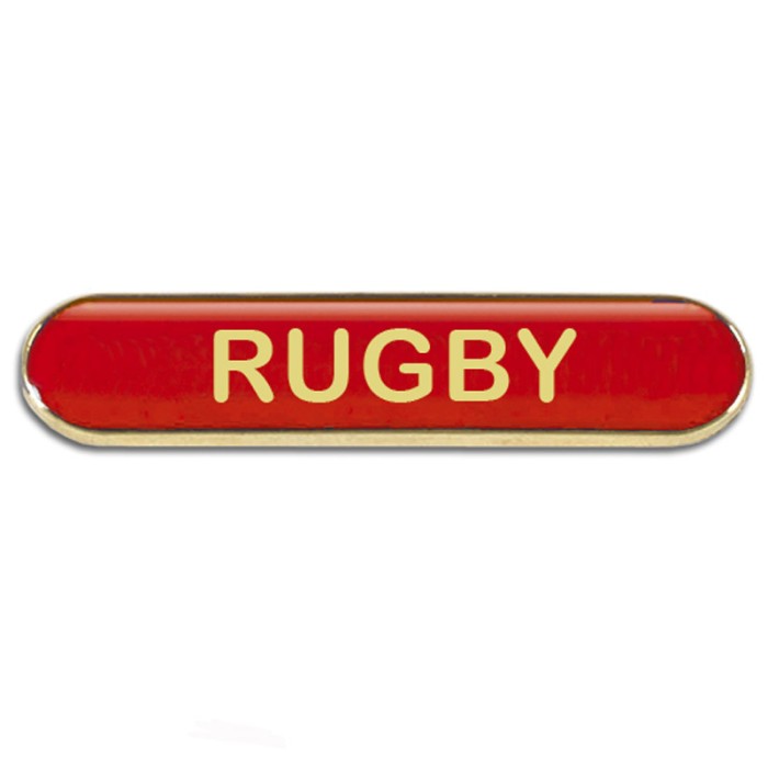RUGBY BADGE - 4 COLOURS - 40MM X 9MM